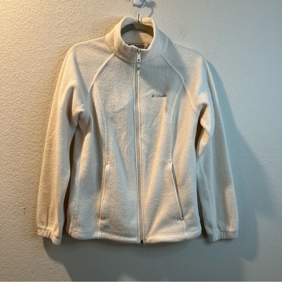 Women’s Columbia off white fleece zip up jacket size medium M - Picture 1 of 6